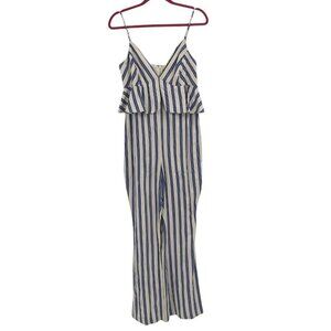 BCBG Generation Women's Size 8 Jumpsuit Gardenia Peplum Sleeveless Stripe Romper